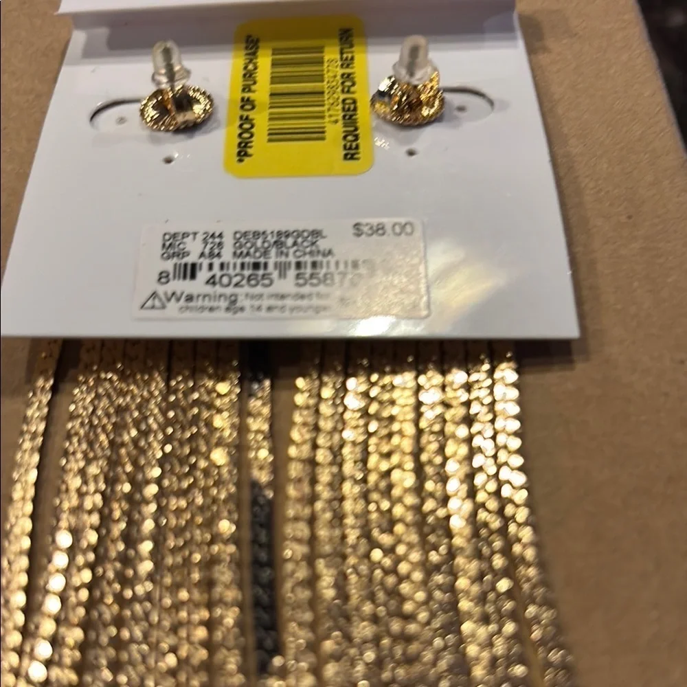 Anna & Ava Gold and Black Fringe Earrings